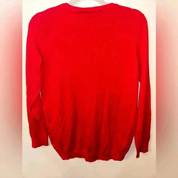 Ellen Tracy V-Neck Sweater Poppy Red Pullover Size S - Picture 3 of 4